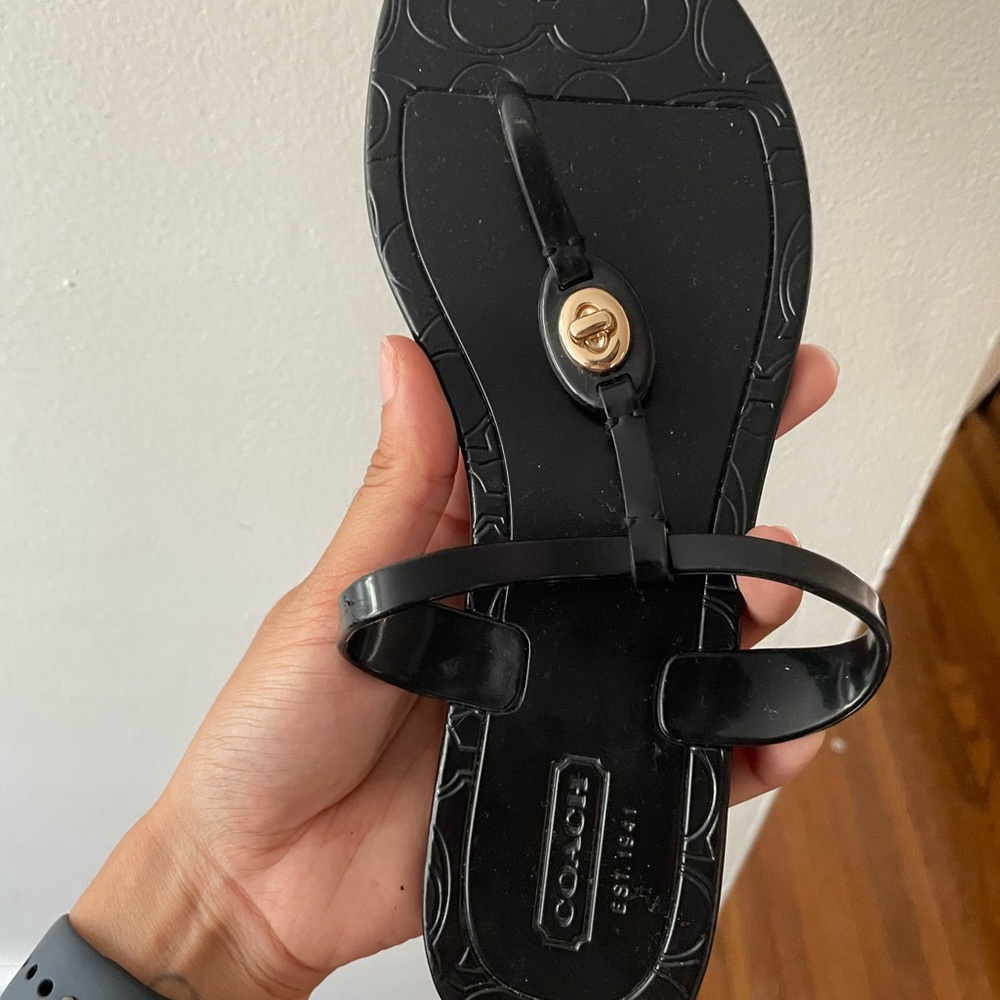 Coach Black Sandals with Gold Accent